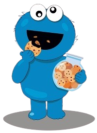 petit monstre bleu mangeant des cookies