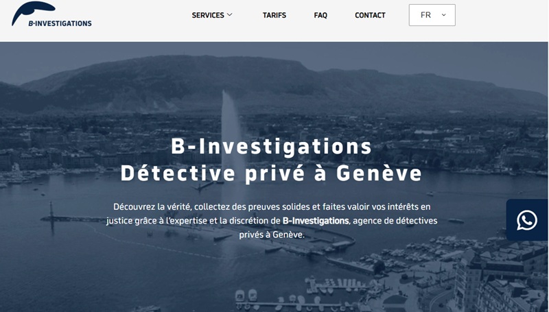 Vue sur le jet d'eau - lac de Genève pour mentionner le détective privé travaillant sur Genève